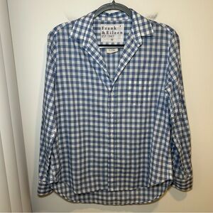 Frank & Eileen Eileen Relaxed Button-Up Shirt Blue/White Plaid Size Extra Small
